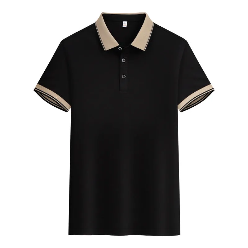 Solid colour summer polo shirt in cotton with short sleeves, loose fit, and slit detail on the side