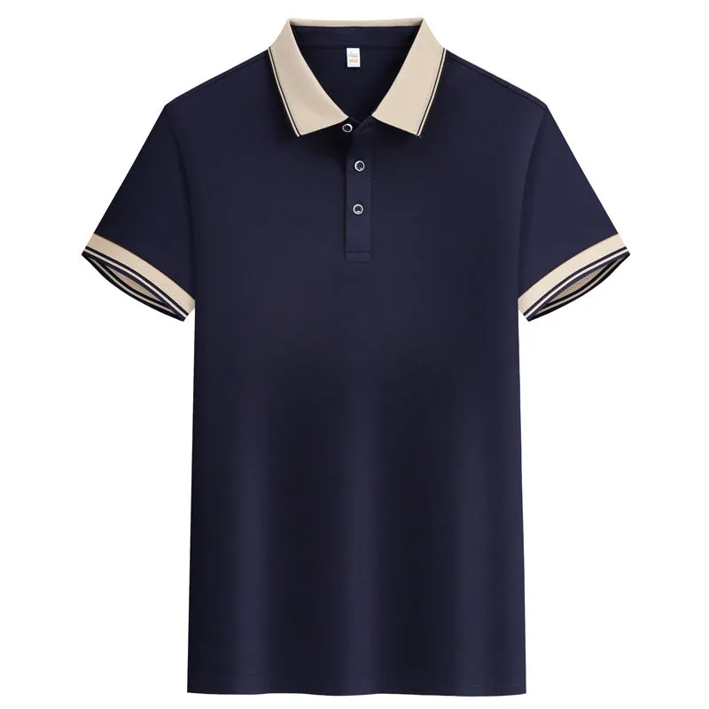 Solid colour summer polo shirt in cotton with short sleeves, loose fit, and slit detail on the side