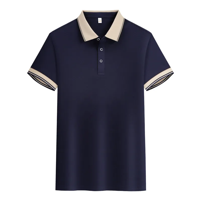 Solid colour summer polo shirt in cotton with short sleeves, loose fit, and slit detail on the side