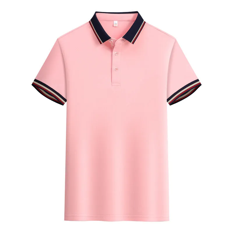 Solid colour summer polo shirt in cotton with short sleeves, loose fit, and slit detail on the side