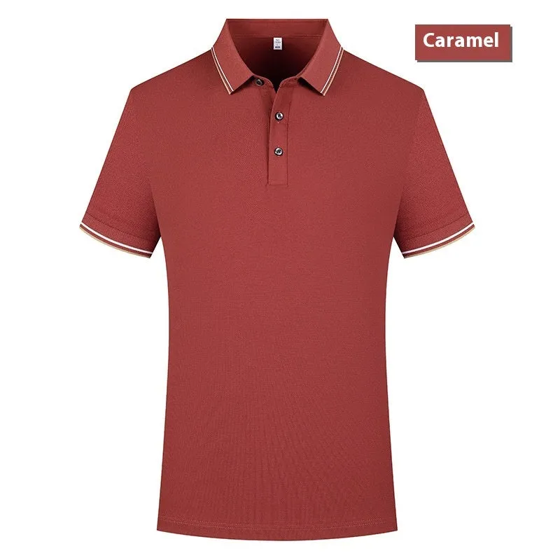 Polo shirt lapel short sleeve in pearl cotton, regular fit, available in multiple colours including white and black