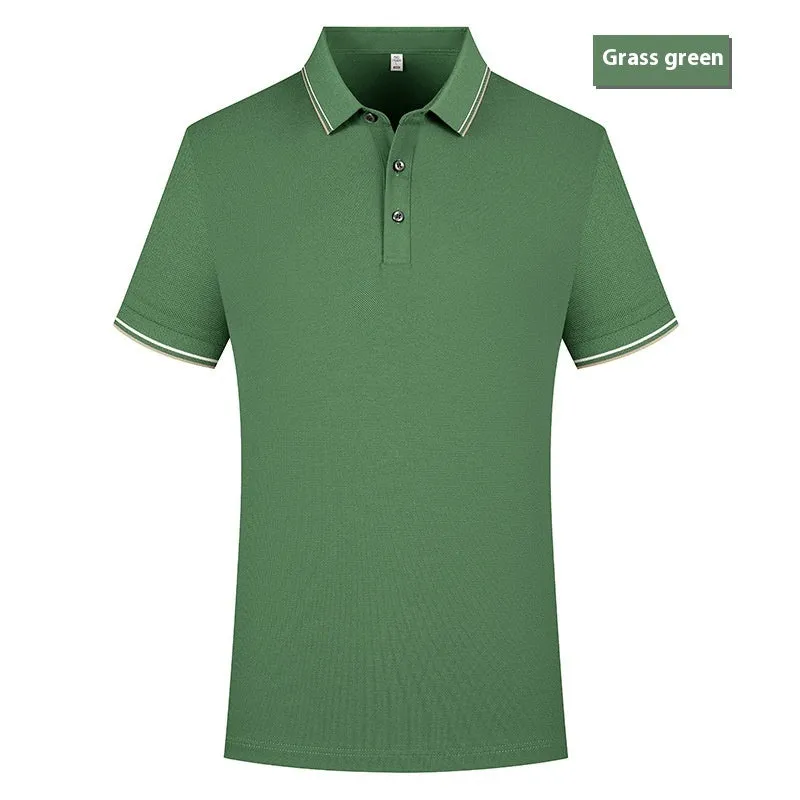 Polo shirt lapel short sleeve in pearl cotton, regular fit, available in multiple colours including white and black