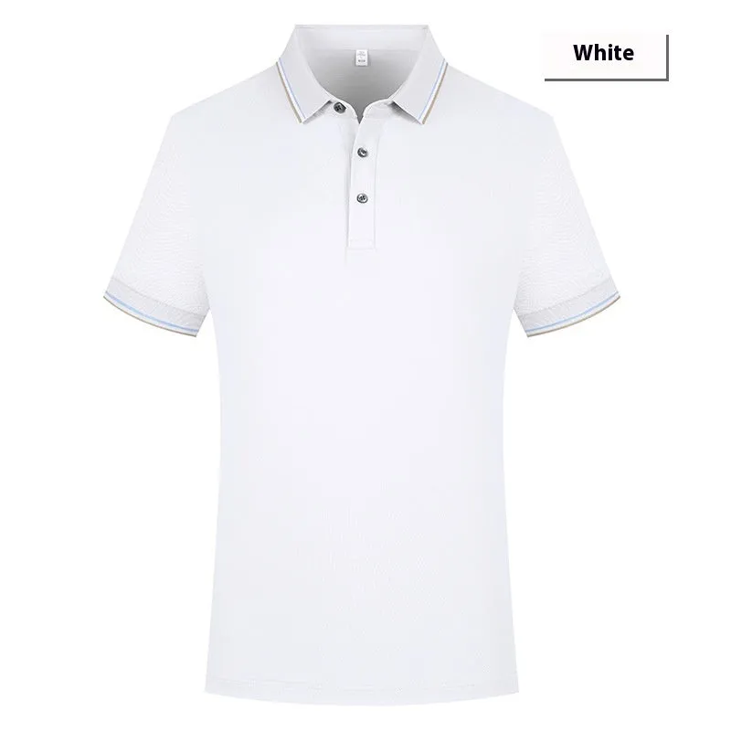 Polo shirt lapel short sleeve in pearl cotton, regular fit, available in multiple colours including white and black