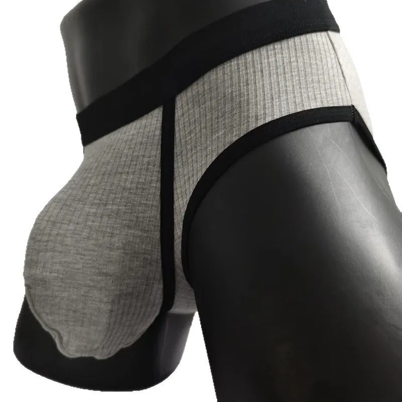 Men's solid colour viscose U-shaped bag briefs on a low waist, shown in multiple colour options.