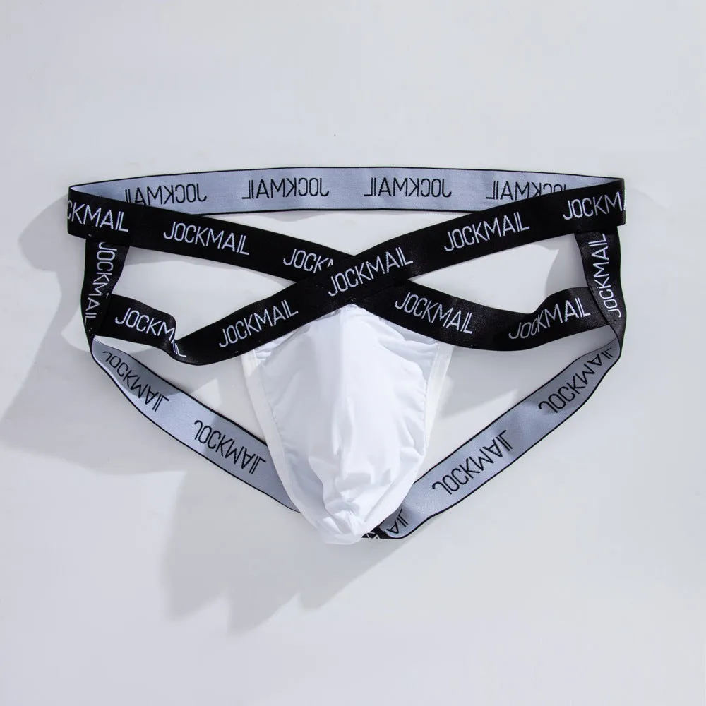 Men's transparent ice silk T-back bikini in solid colour, low waist quick-drying breathable underwear