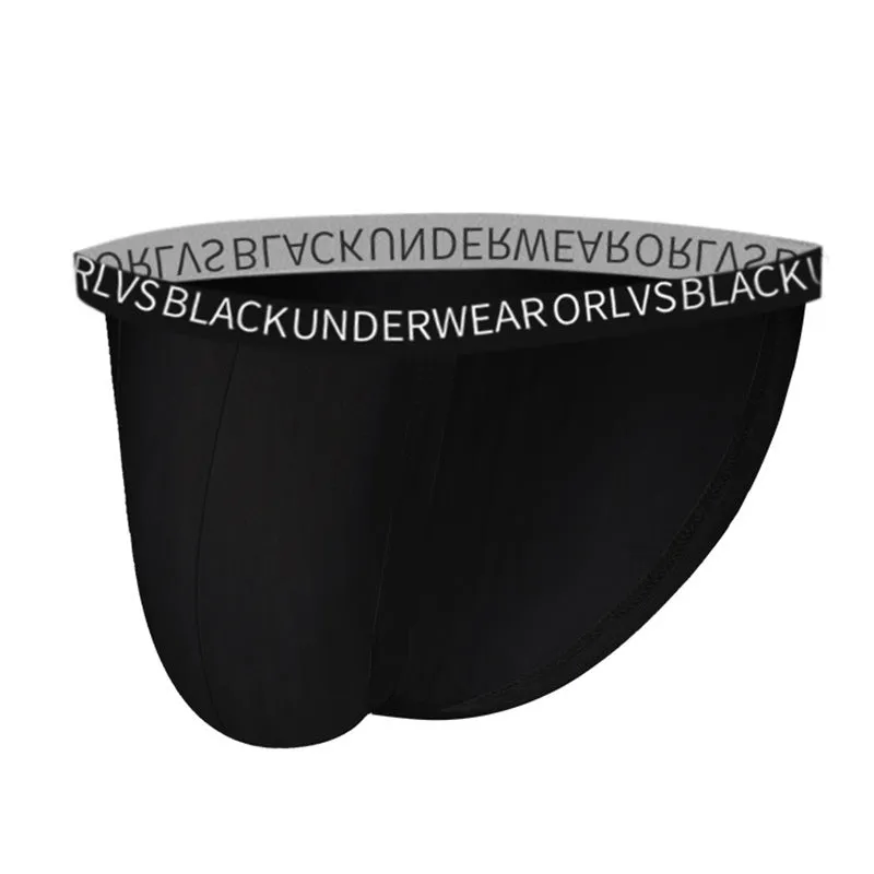 Men's high fork modal briefs in black, low waist knitted underwear with breathable fabric