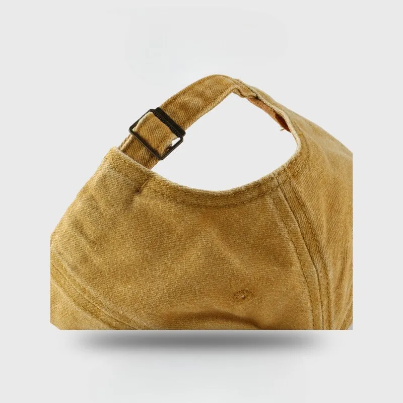 Cotton blend sun protection peaked cap in khaki with embroidered English letters, size M 56-58cm