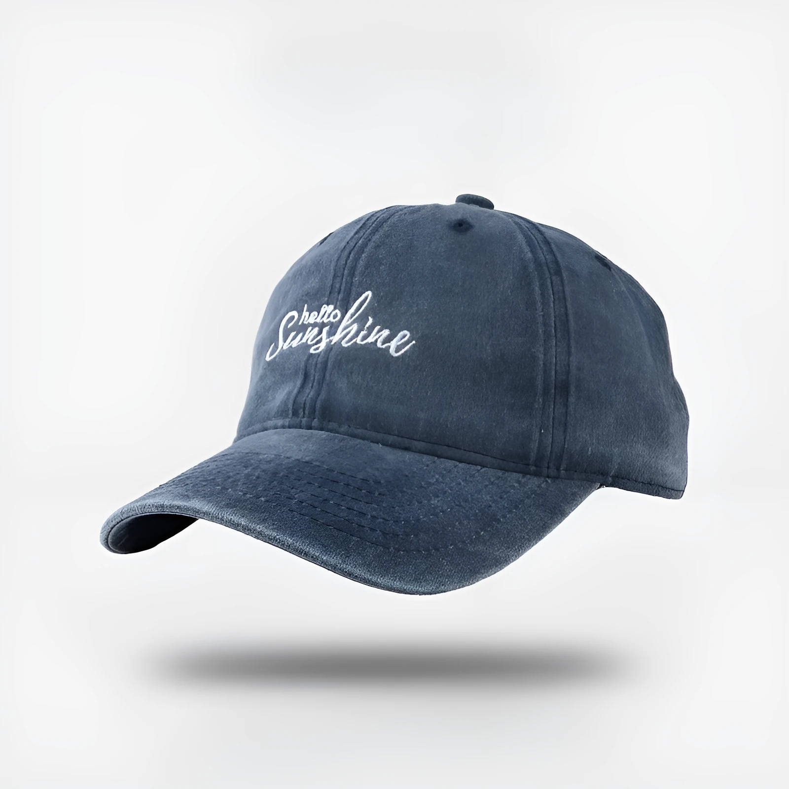 Cotton blend sun protection peaked cap in khaki with embroidered English letters, size M 56-58cm