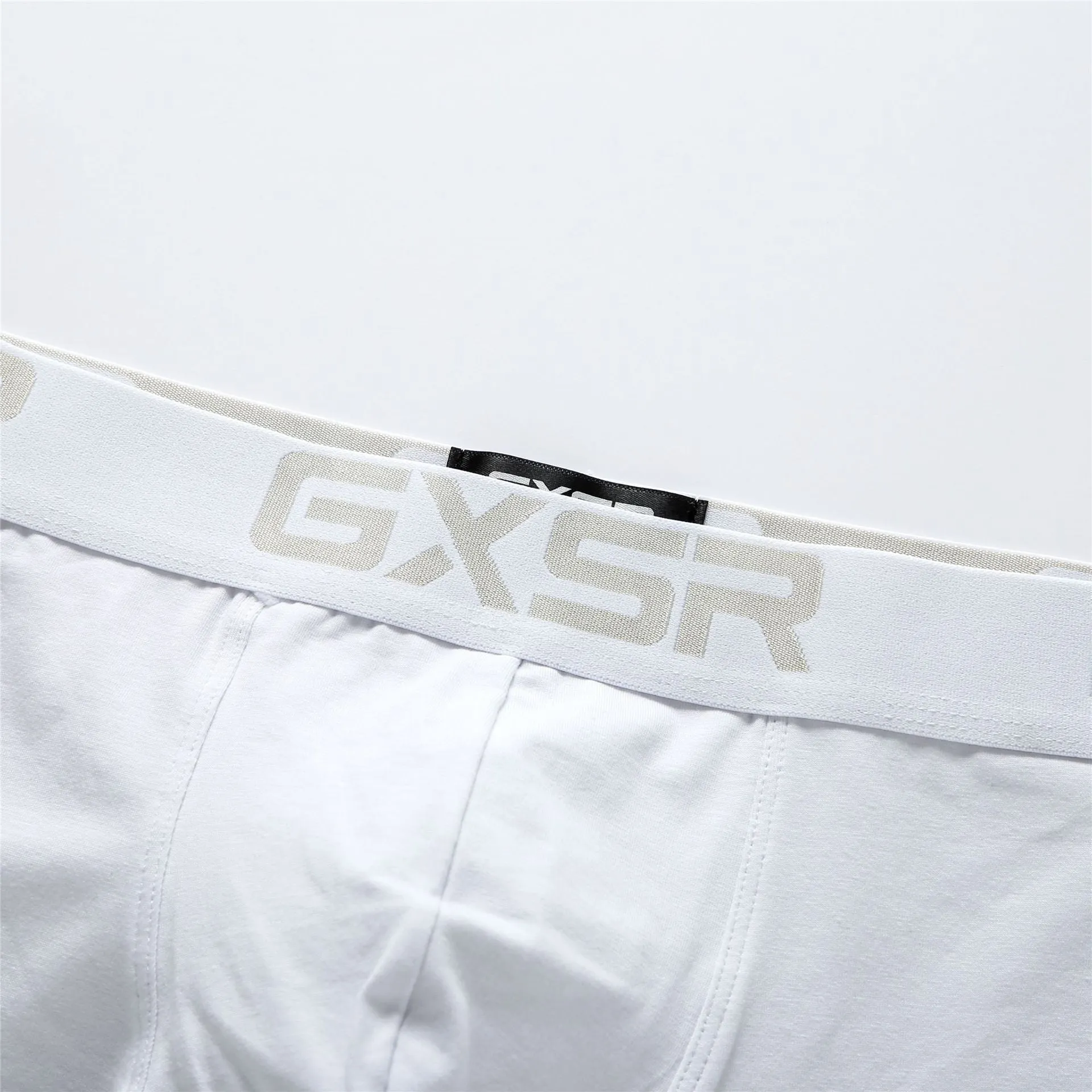 Men's purified cotton low waist boxers in solid colour, knitted fabric, black/white/gray options, sizes M-XXL