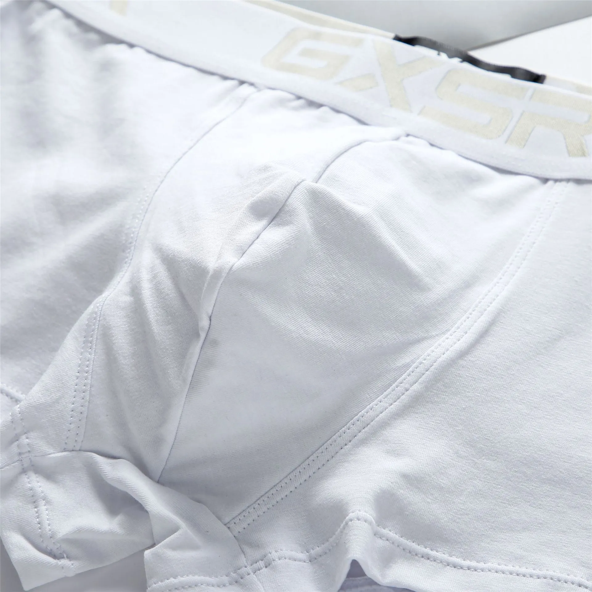 Men's purified cotton low waist boxers in solid colour, knitted fabric, black/white/gray options, sizes M-XXL