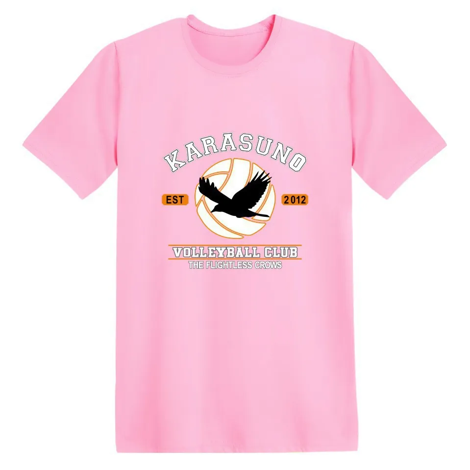 Harajuku anime t-shirt for men with Haikyuu print, milk silk fabric, round neck, short sleeve, available in multiple colours