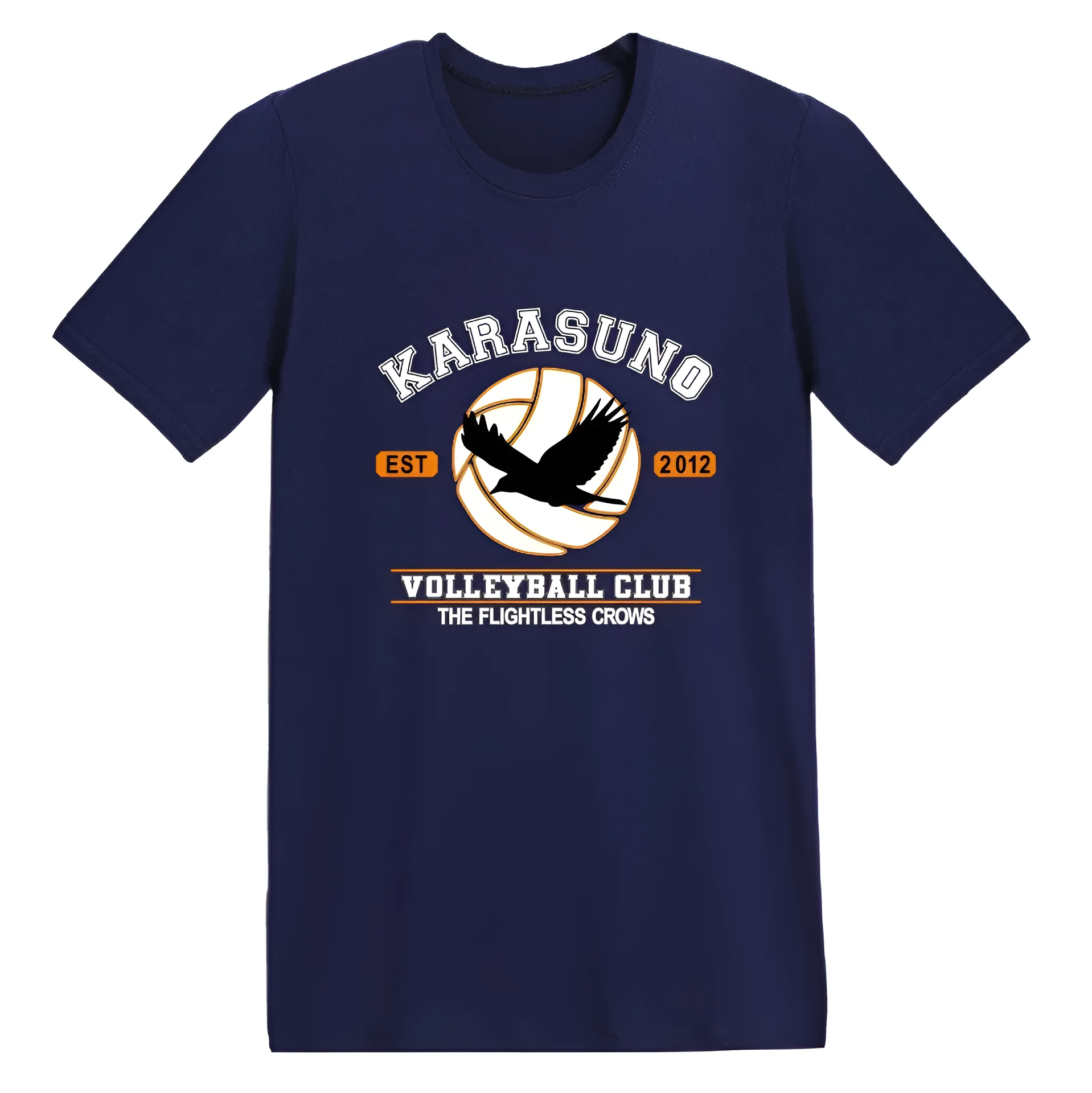 Harajuku anime t-shirt for men with Haikyuu print, milk silk fabric, round neck, short sleeve, available in multiple colours