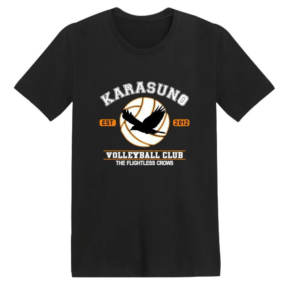 Harajuku anime t-shirt for men with Haikyuu print, milk silk fabric, round neck, short sleeve, available in multiple colours