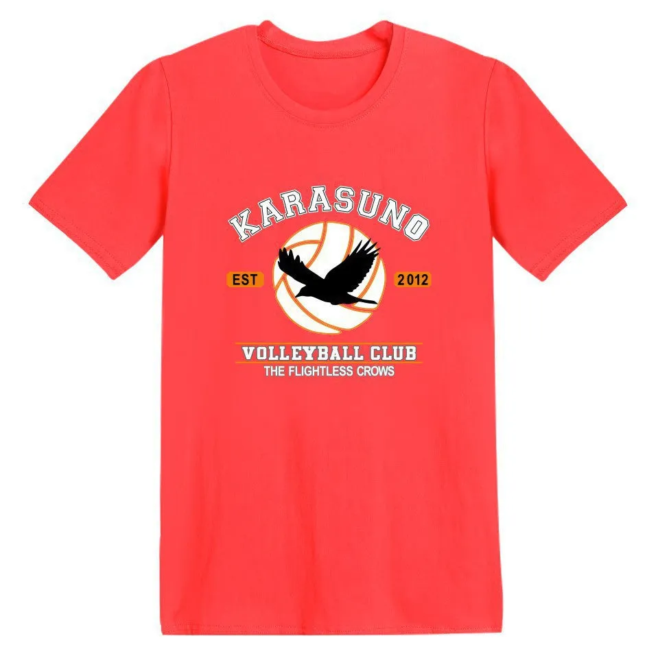 Harajuku anime t-shirt for men with Haikyuu print, milk silk fabric, round neck, short sleeve, available in multiple colours