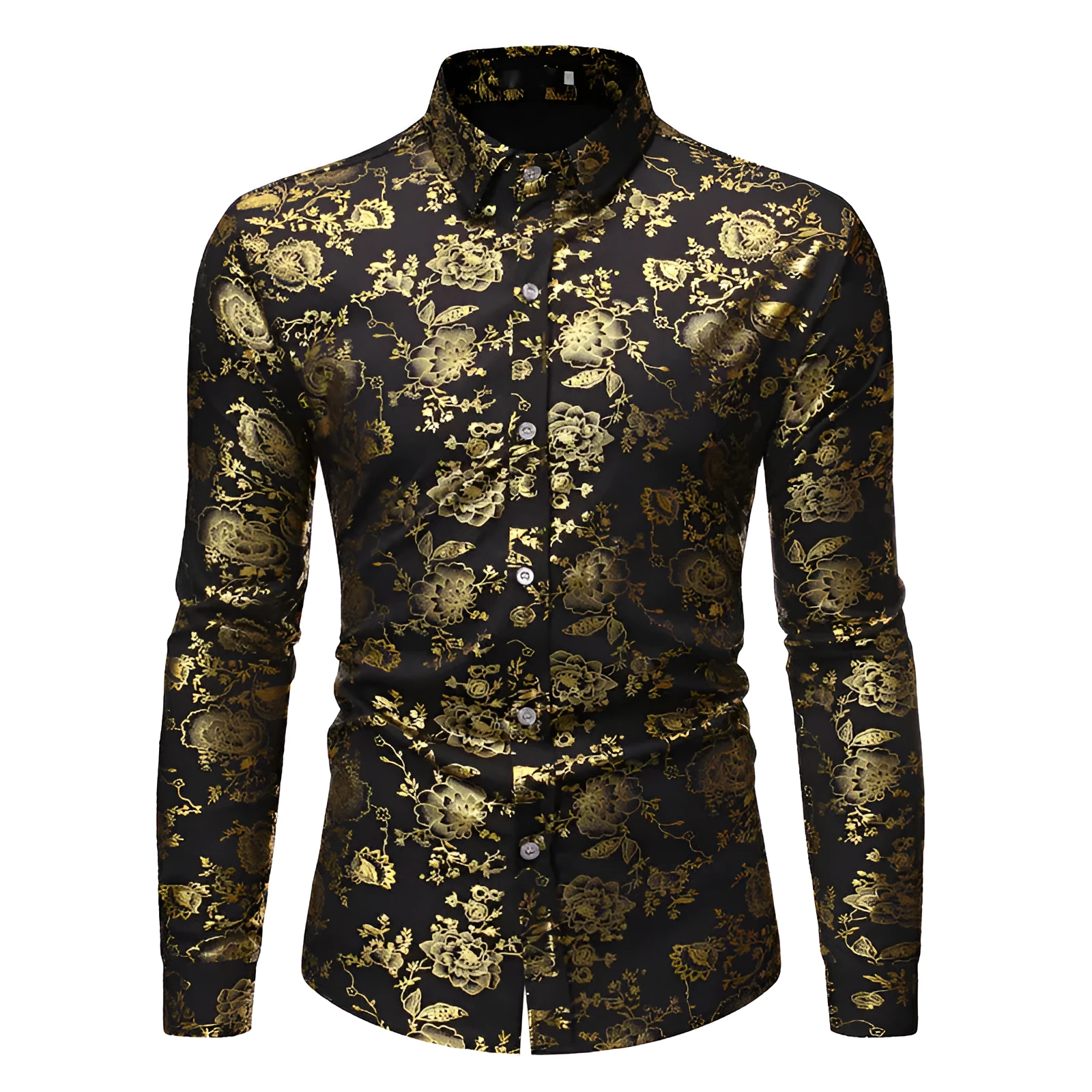 Men's wine red cardigan shirt with a detailed bronzing pattern, shown on a model.