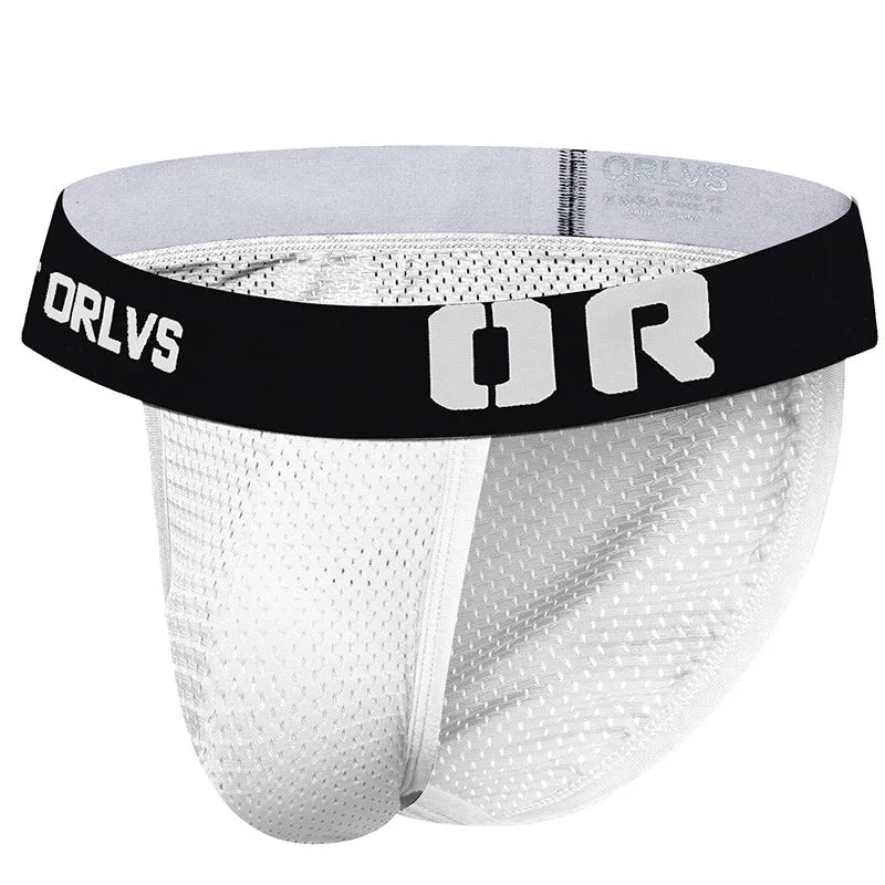 Men's mesh breathable nylon body shaping briefs low waist solid colour black hip lift belly control