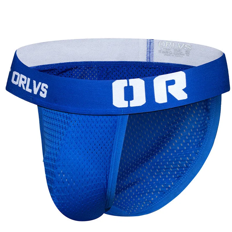 Men's mesh breathable nylon body shaping briefs low waist solid colour black hip lift belly control