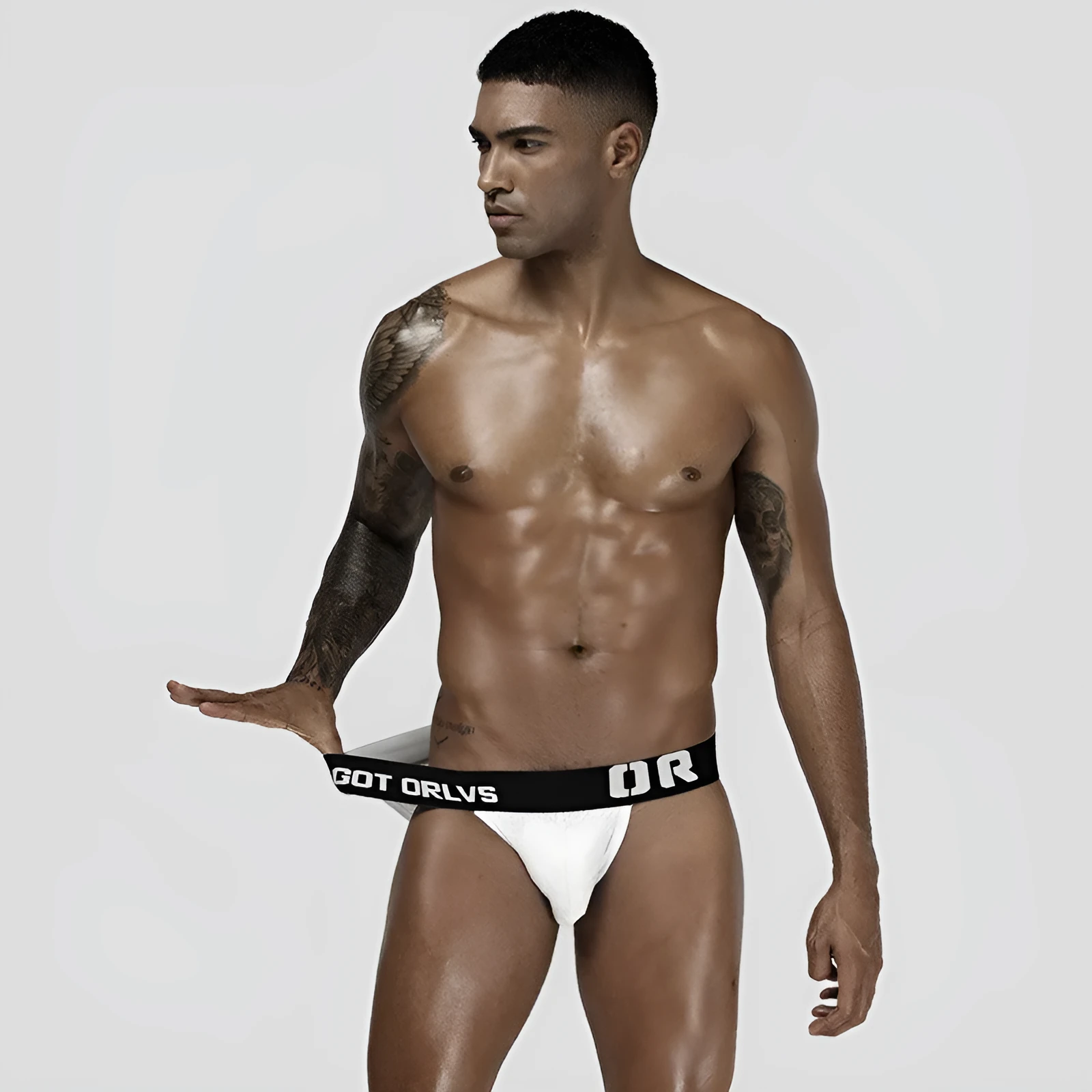 Men's mesh breathable nylon body shaping briefs low waist solid colour black hip lift belly control