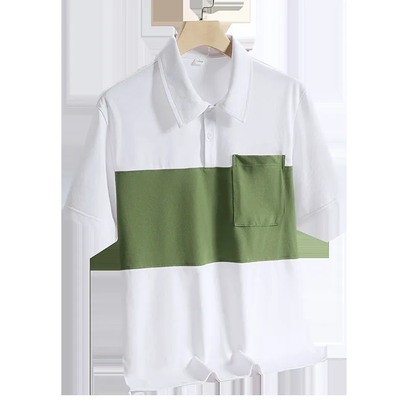 Men's Ice Silk quick-drying polo shirt in khaki, short sleeves, summer casual top