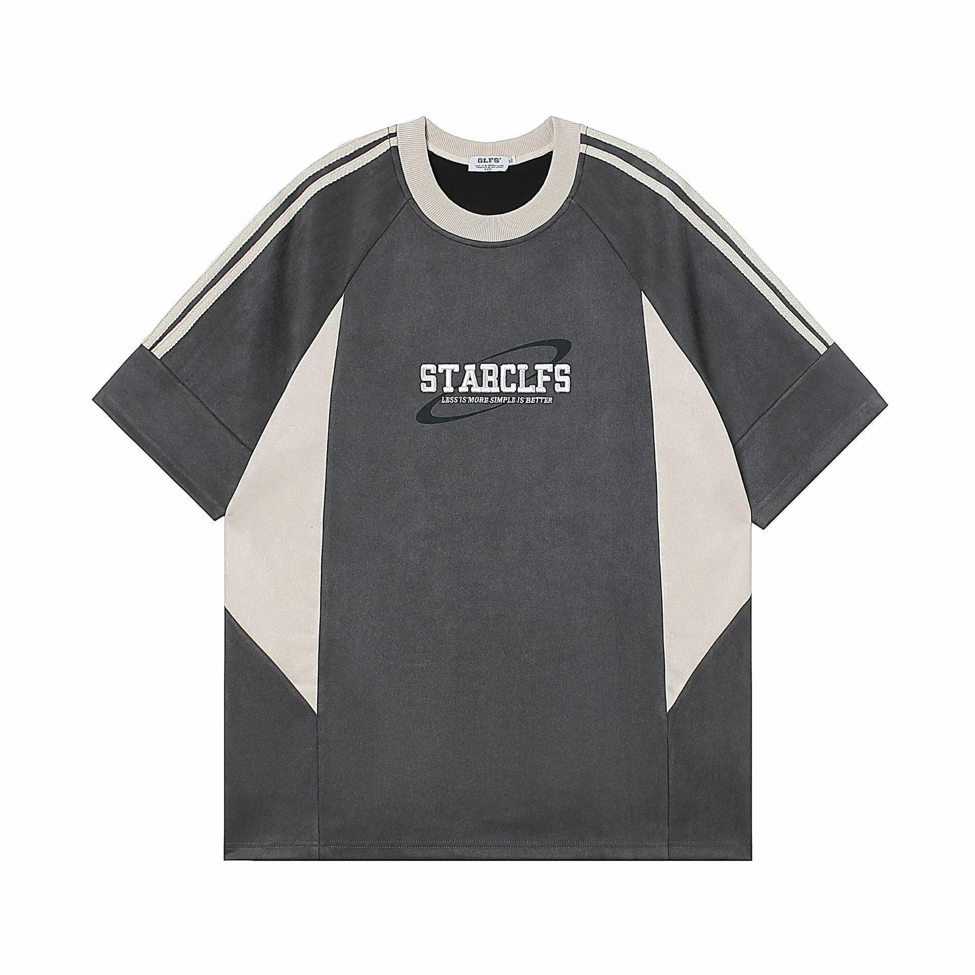 Men's Loose Short-sleeved T-shirt With Letter Embroidery Design, Polyester Fiber, Pullover Style, Available in Gray, Pink, Dark Khaki, Sizes M L XL for Casual Leisure Wear, American Retro Look