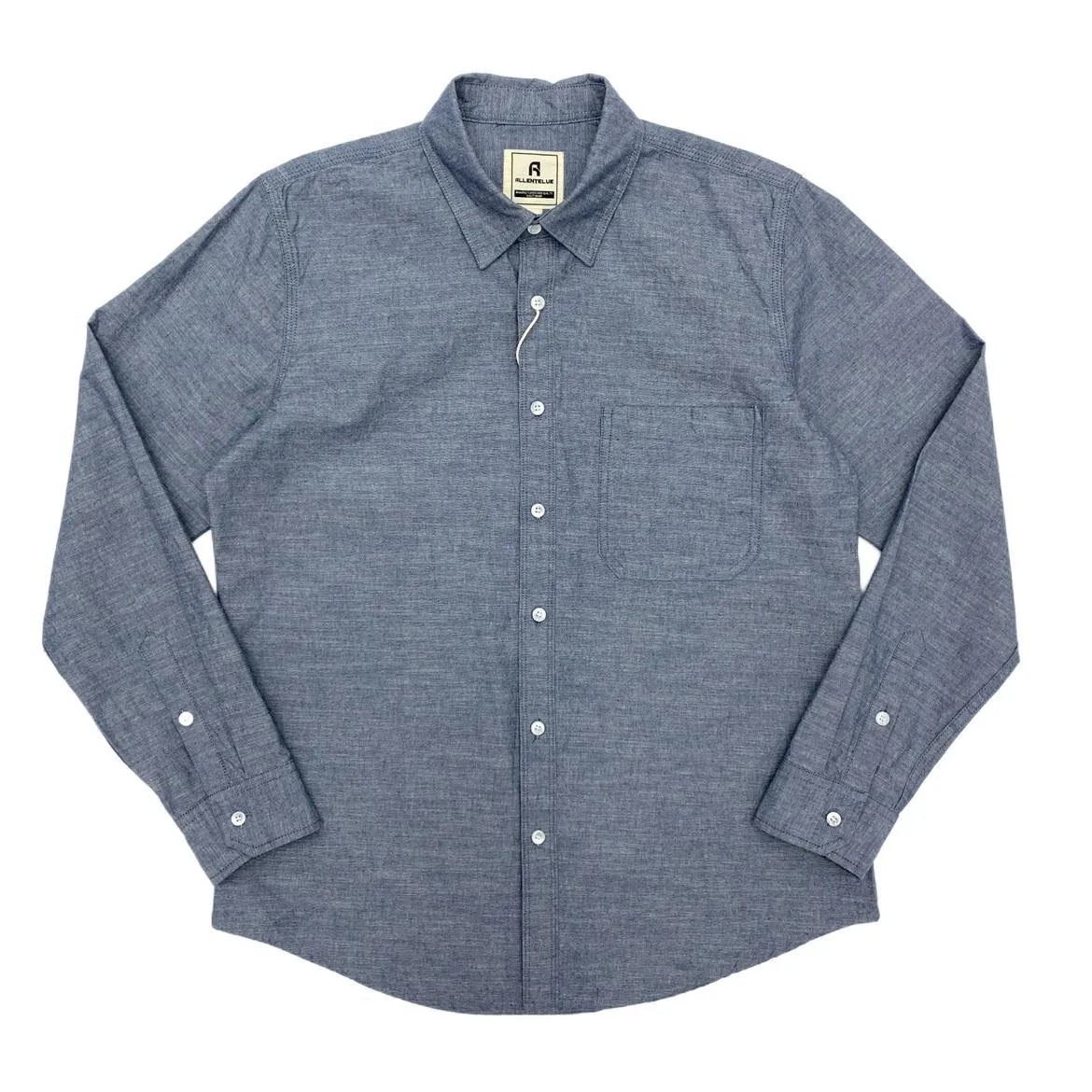 Men's summer cotton linen retro loose fit long sleeve shirt in light gray front view