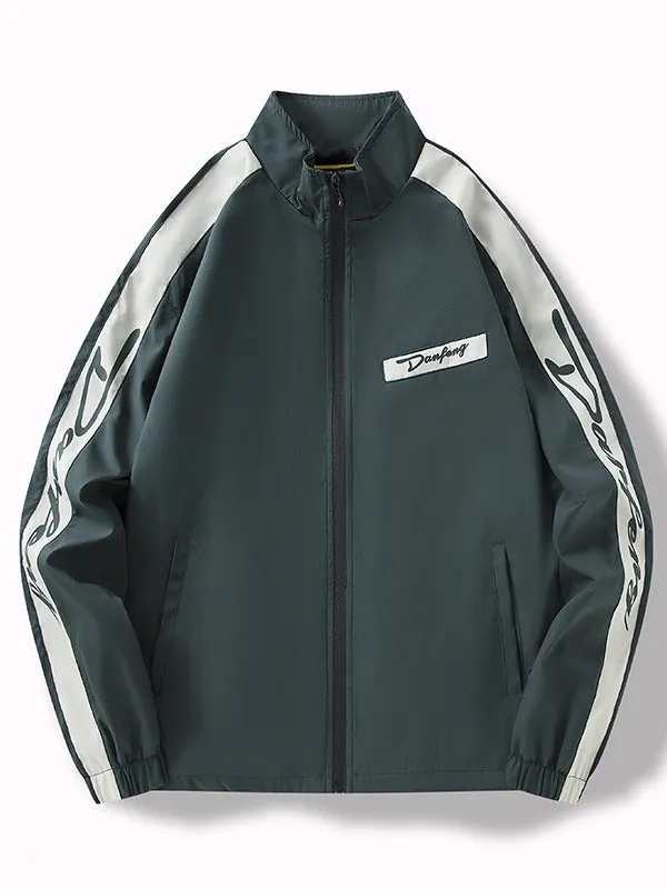 Men's thin loose fit all-match coat in black with long sleeves and polyester lining