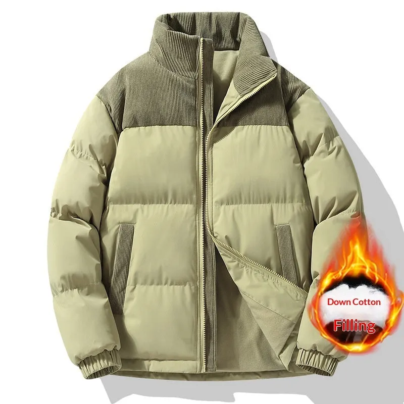 Unisex winter stand-collar padded coat in solid colour with side seam pockets, polyester material, available in multiple colours