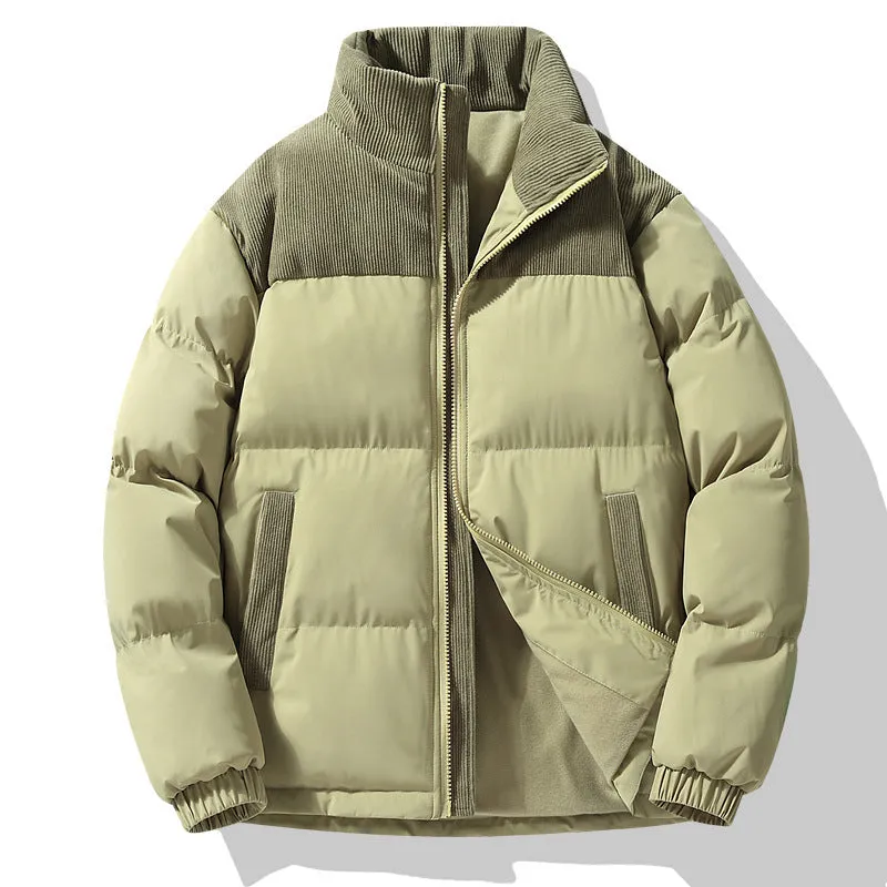 Unisex winter stand-collar padded coat in solid colour with side seam pockets, polyester material, available in multiple colours