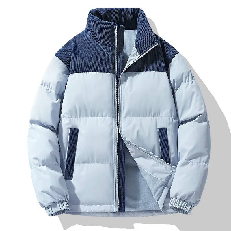 Unisex winter stand-collar padded coat in solid colour with side seam pockets, polyester material, available in multiple colours