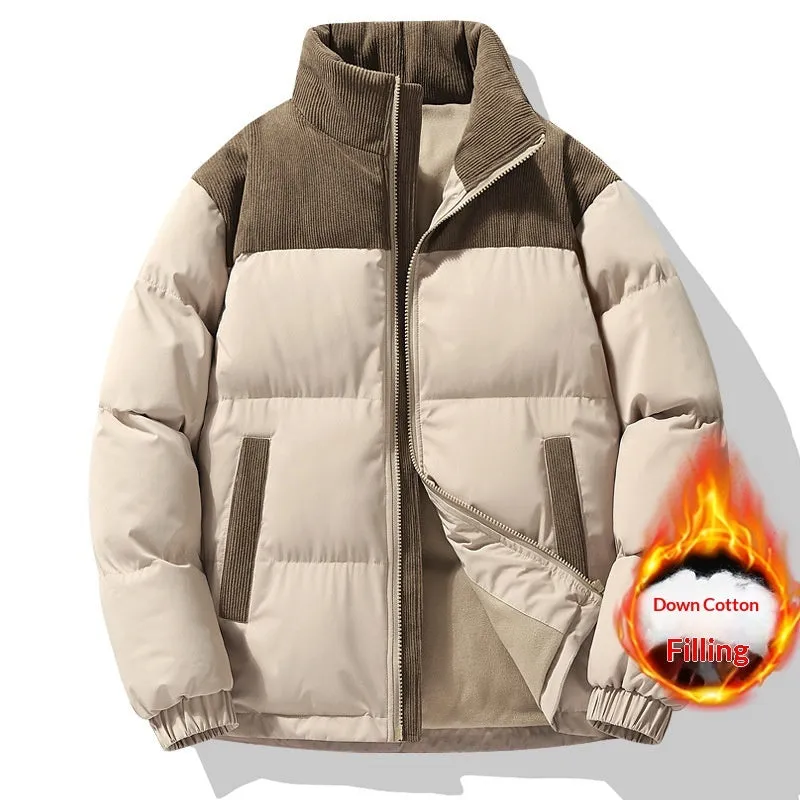 Unisex winter stand-collar padded coat in solid colour with side seam pockets, polyester material, available in multiple colours