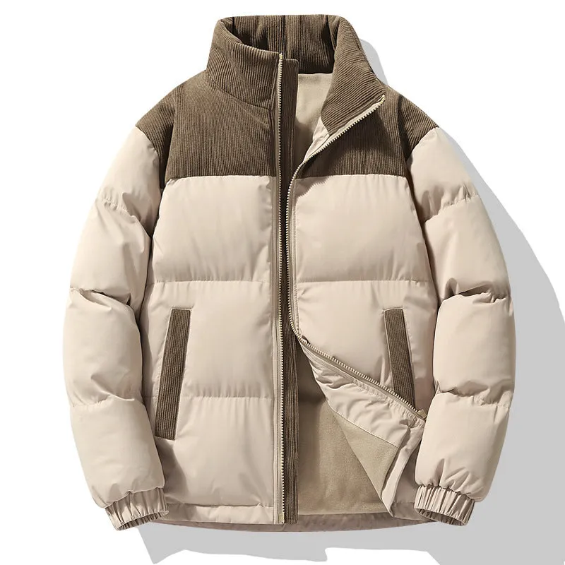 Unisex winter stand-collar padded coat in solid colour with side seam pockets, polyester material, available in multiple colours