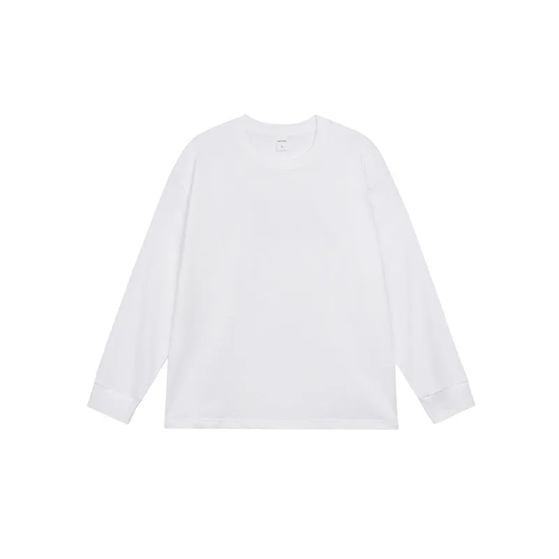 Men's loose-fit pure cotton long-sleeved T-shirt shown in a solid colour, with a pullover design.
