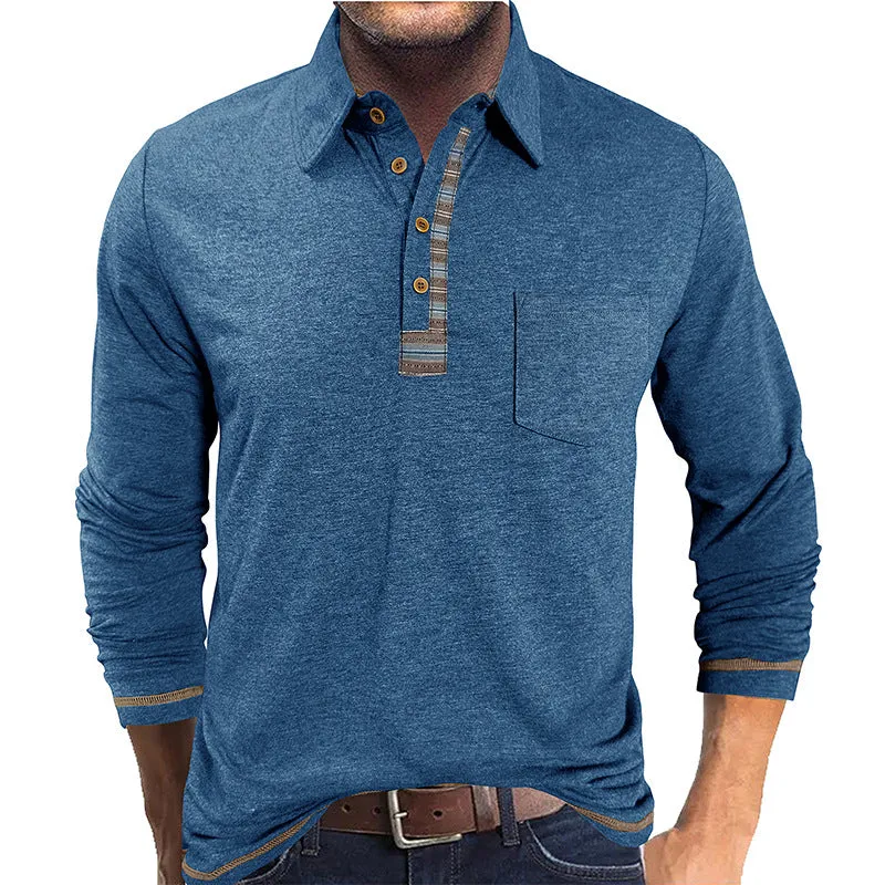 Men's long sleeve polo shirt with button-down collar in regular fit, available in multiple colours