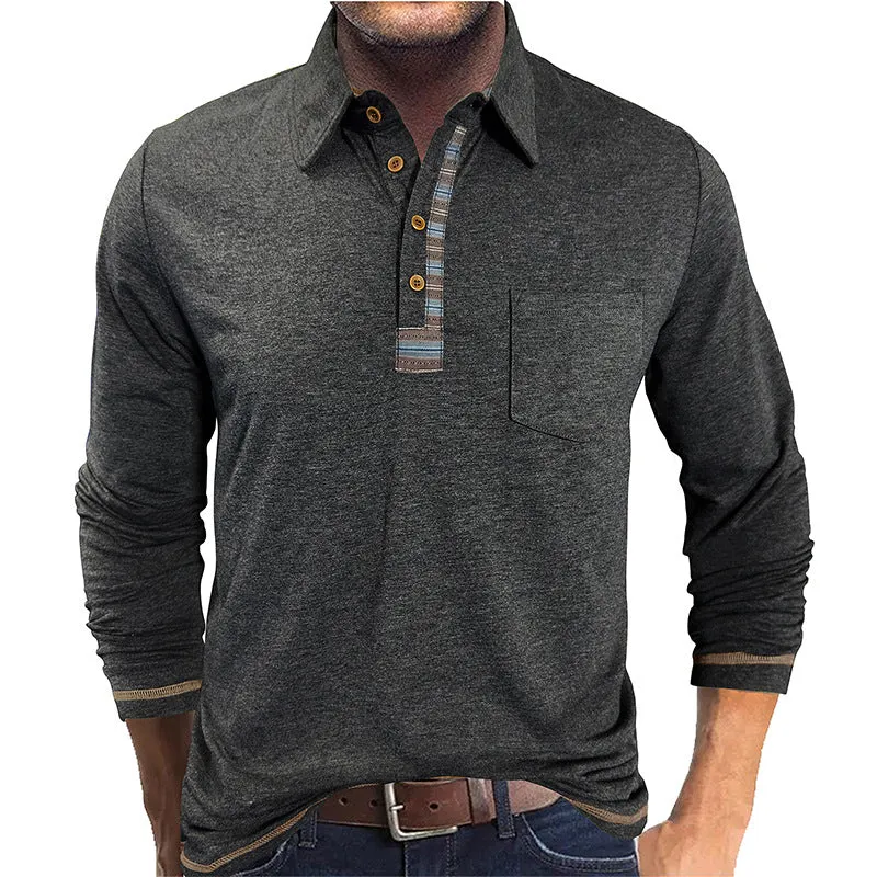 Men's long sleeve polo shirt with button-down collar in regular fit, available in multiple colours