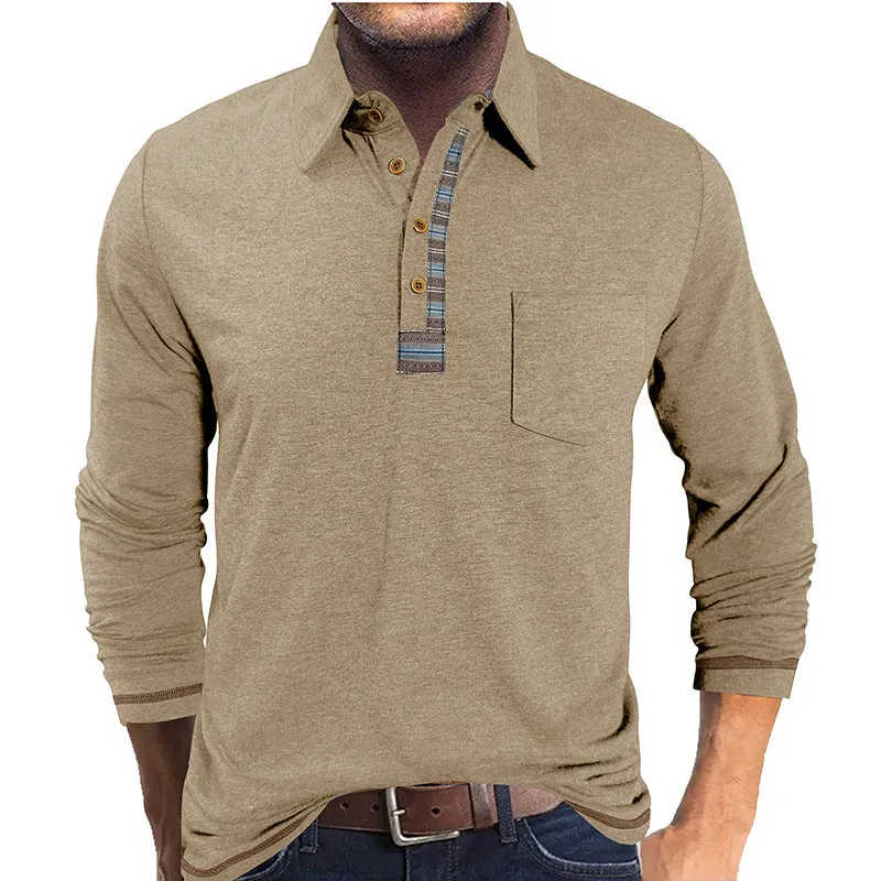 Men's long sleeve polo shirt with button-down collar in regular fit, available in multiple colours