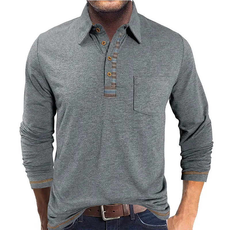 Men's long sleeve polo shirt with button-down collar in regular fit, available in multiple colours