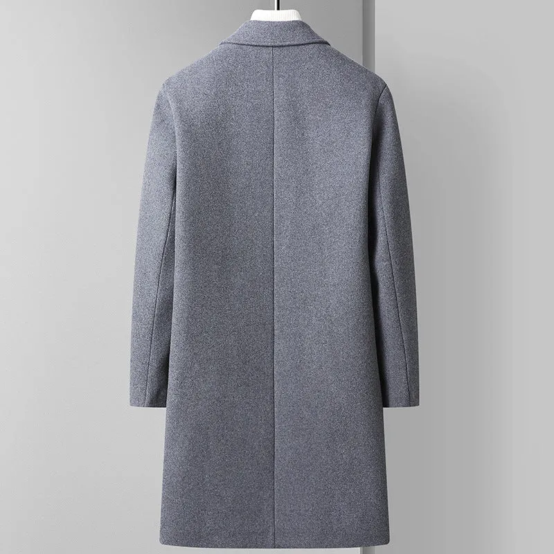 Men's Korean business woolen coat in black, gray, or navy blue with sizes 165 to 195 for autumn