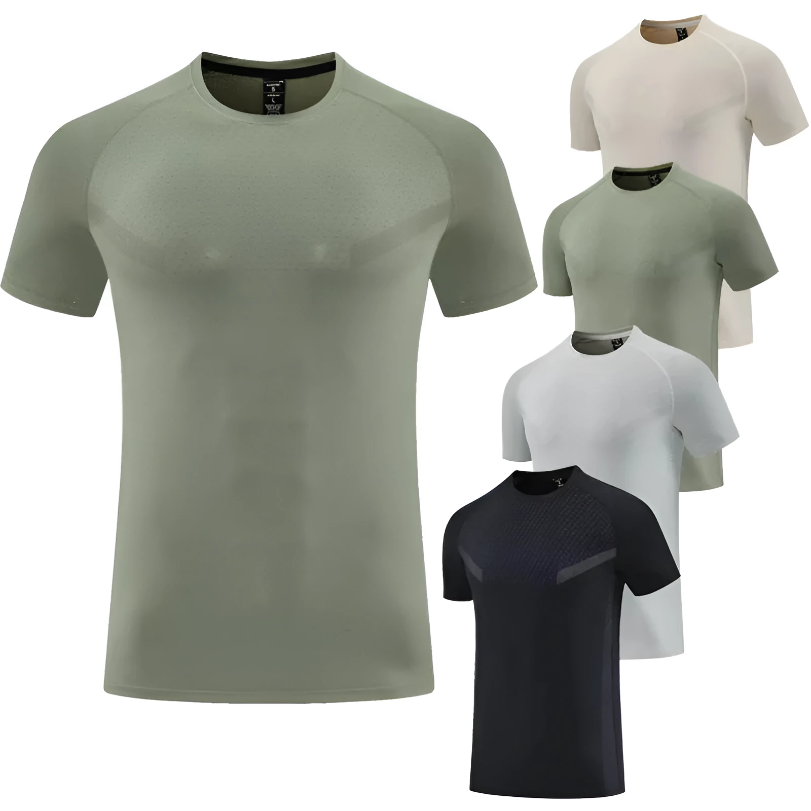 Men's loose breathable short-sleeved polyester top in solid colour, front view