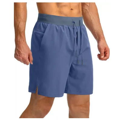 Men's loose nylon quick-dry sports shorts in black, side view, summer training wear