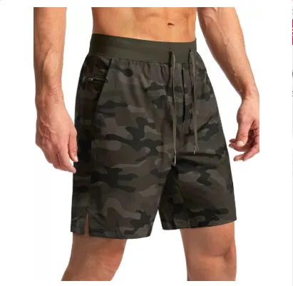 Men's loose nylon quick-dry sports shorts in black, side view, summer training wear