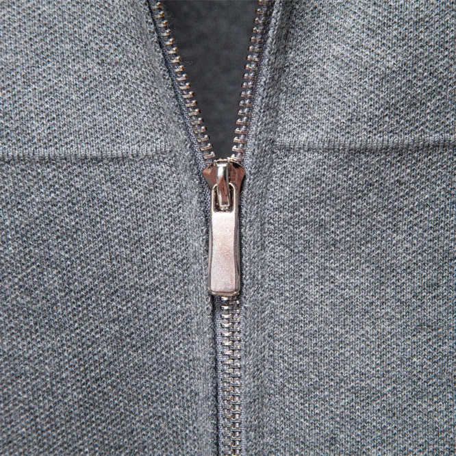 Men's 100% cotton slim fit zip cardigan in black, dark blue, and dark gray - front view
