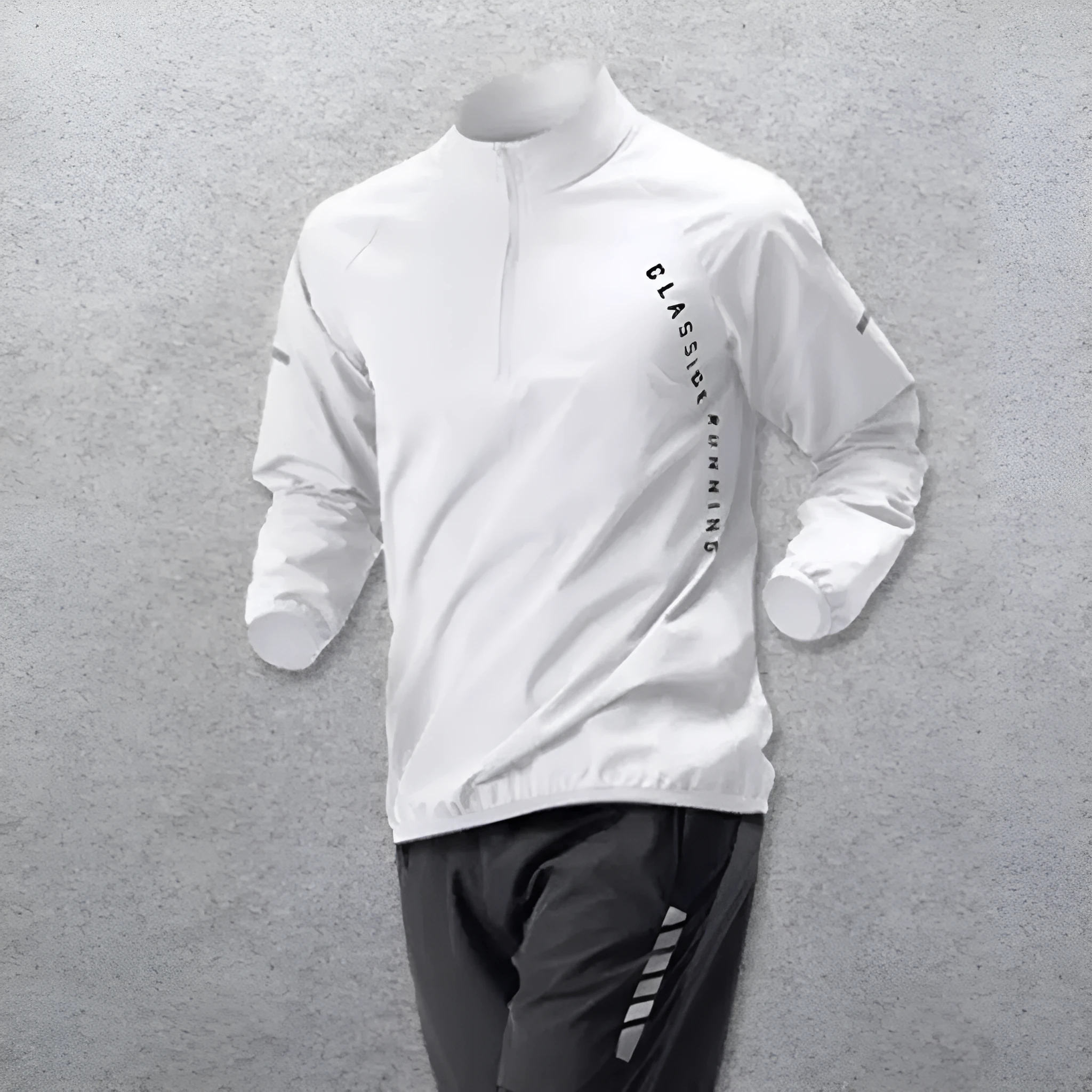 Men's black fitness set with long sleeve top, shorts, and long trousers in ice silk quick-dry polyester fabric