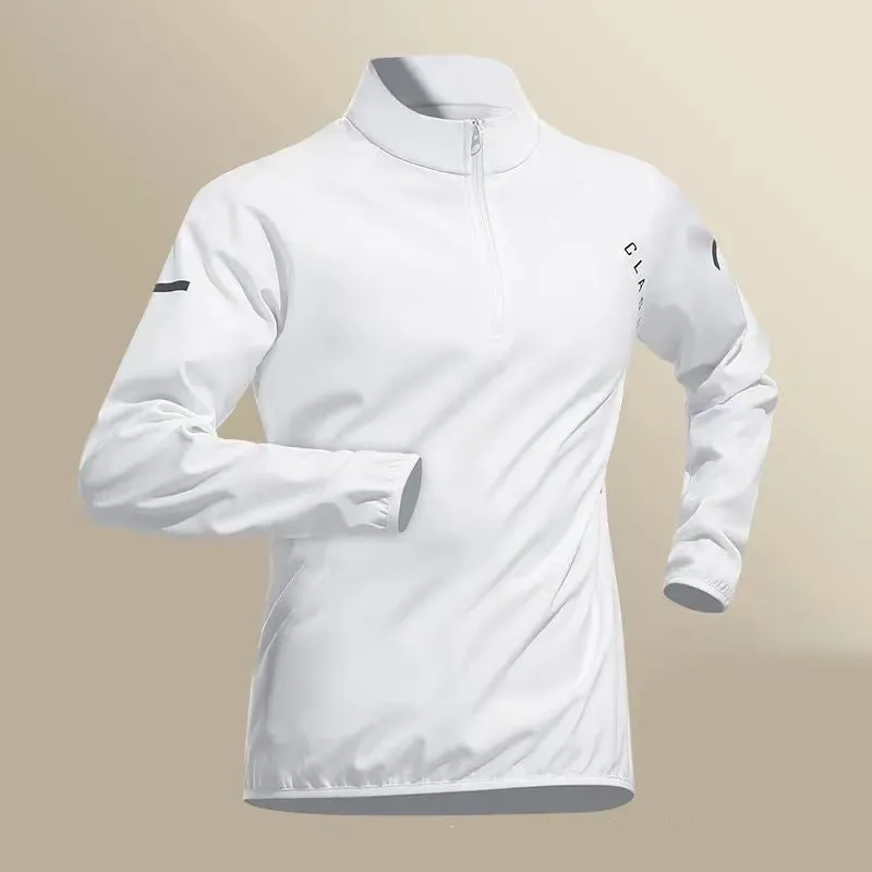Men's black fitness set with long sleeve top, shorts, and long trousers in ice silk quick-dry polyester fabric