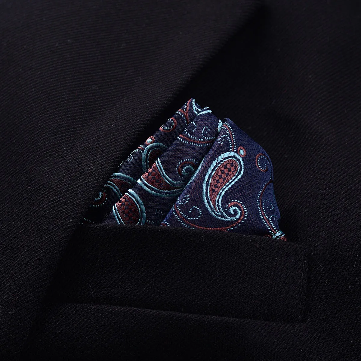 Men's jacquard pocket square 23x23cm patterned square scarf with 50 colour options