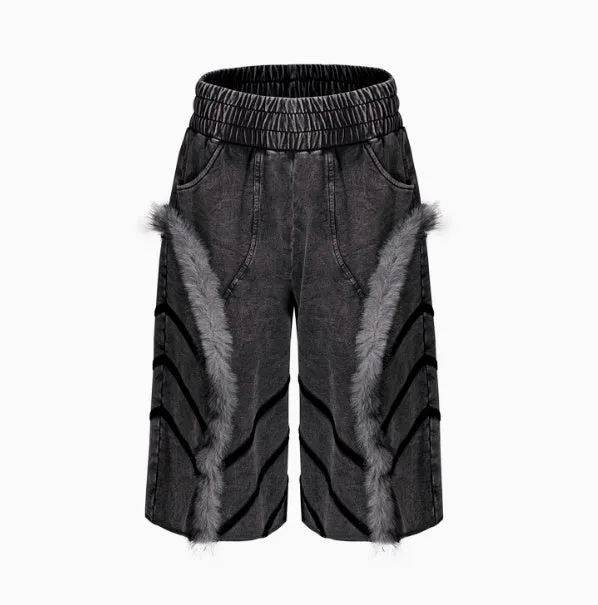 Korean style sleeveless hooded vest and matching trousers two-piece set in black/grey or yellow
