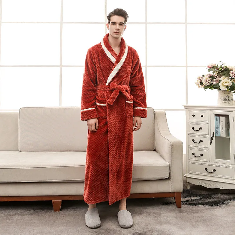 Thick winter couple bathrobe in solid colour, black option, for women and men home wear