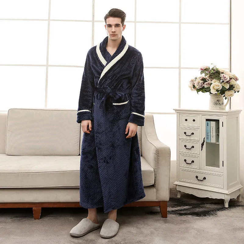 Thick winter couple bathrobe in solid colour, black option, for women and men home wear
