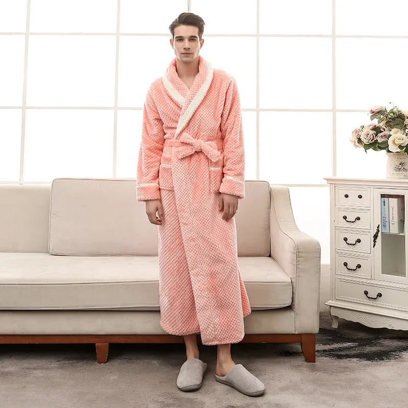 Thick winter couple bathrobe in solid colour, black option, for women and men home wear