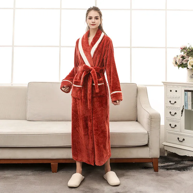 Thick winter couple bathrobe in solid colour, black option, for women and men home wear
