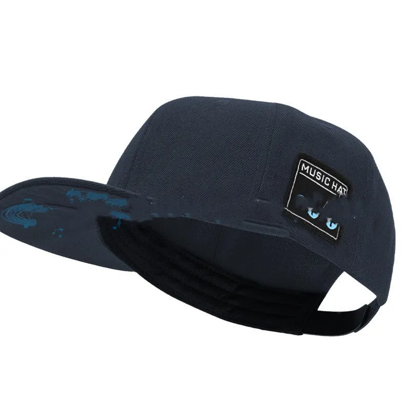 Wireless Bluetooth audio cap headphones in black with integrated side controls and fabric baseball cap design